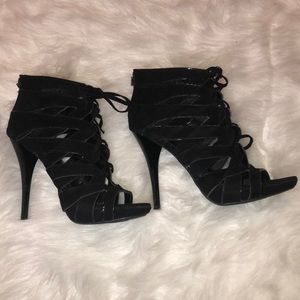 Black open toe shoe. Worn once.